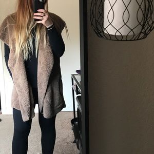 Fluffy hooded vest